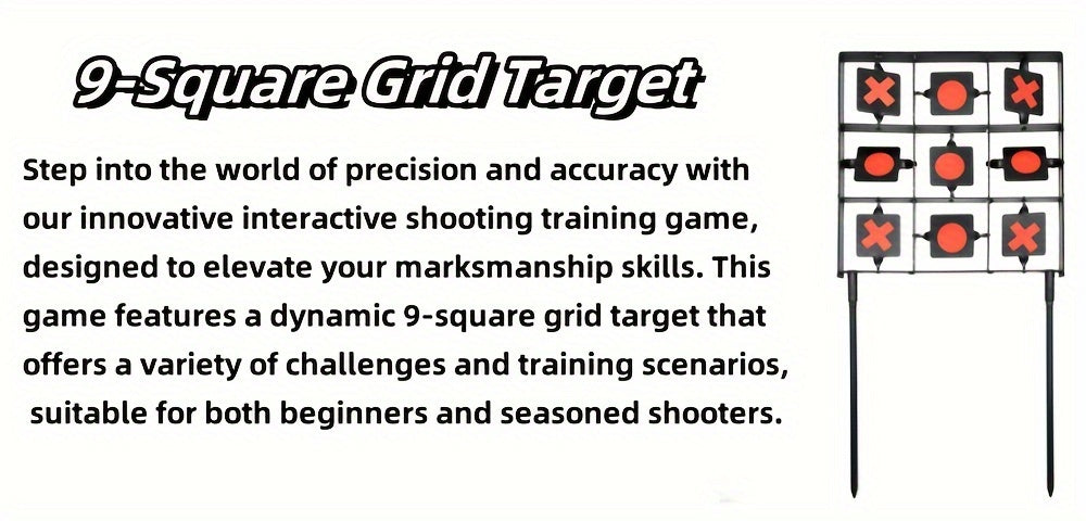 9-Square Grid Target Shooting Trainer - Enhance Marksmanship with Interactive Game, Accessories, and Realistic Training Experience