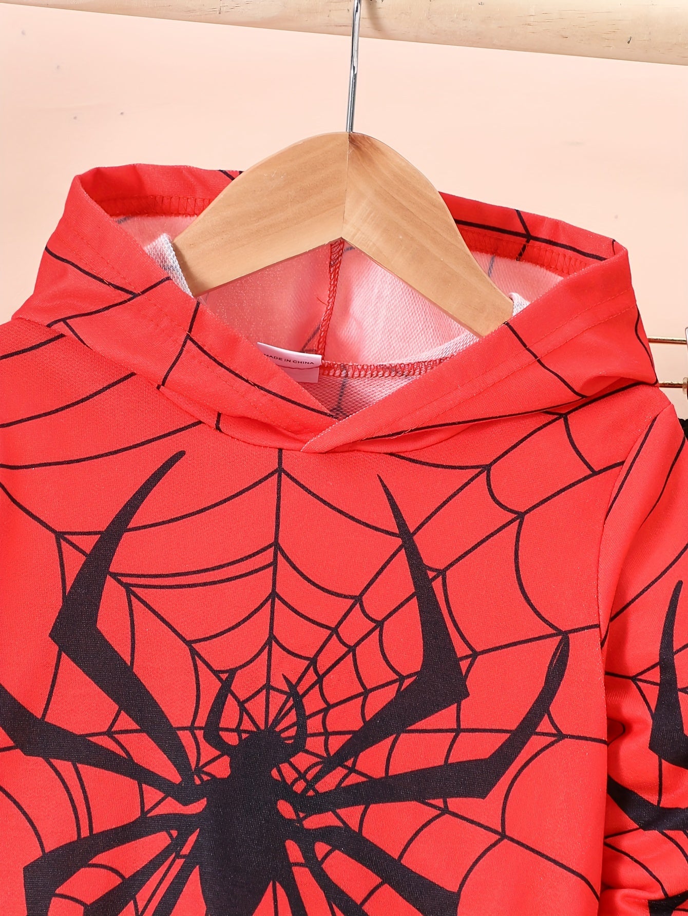 Boys' Spider Print Hoodie & Joggers Set - Cozy Polyester Blend, Machine Washable - Perfect for Fall/Winter, Perfect for Outdoor