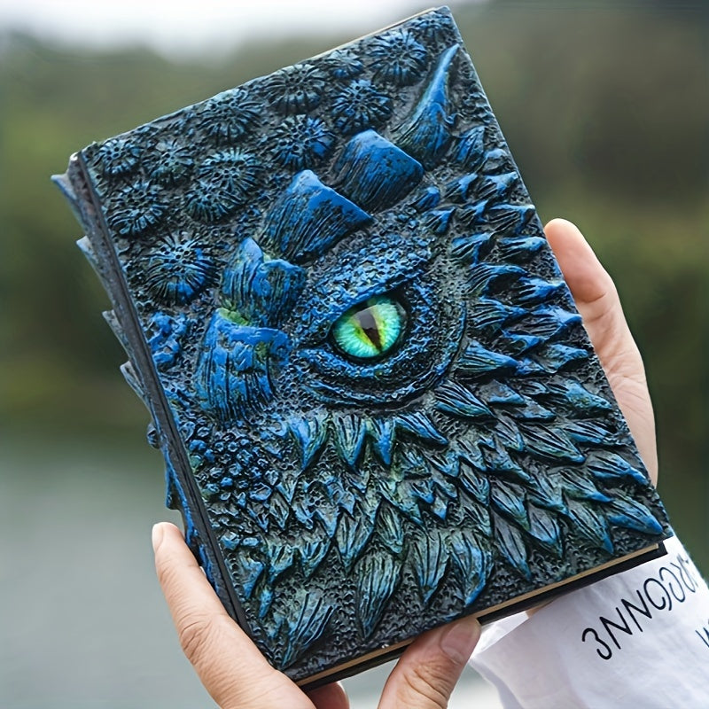 120sheets 240pages 1050g Resin Engraving 3D Dragon Eye Embossed Dragon Journal Writing Notebook for Man/Woman Handmade Travel Journal Dnd notebook for Dragon Lovers