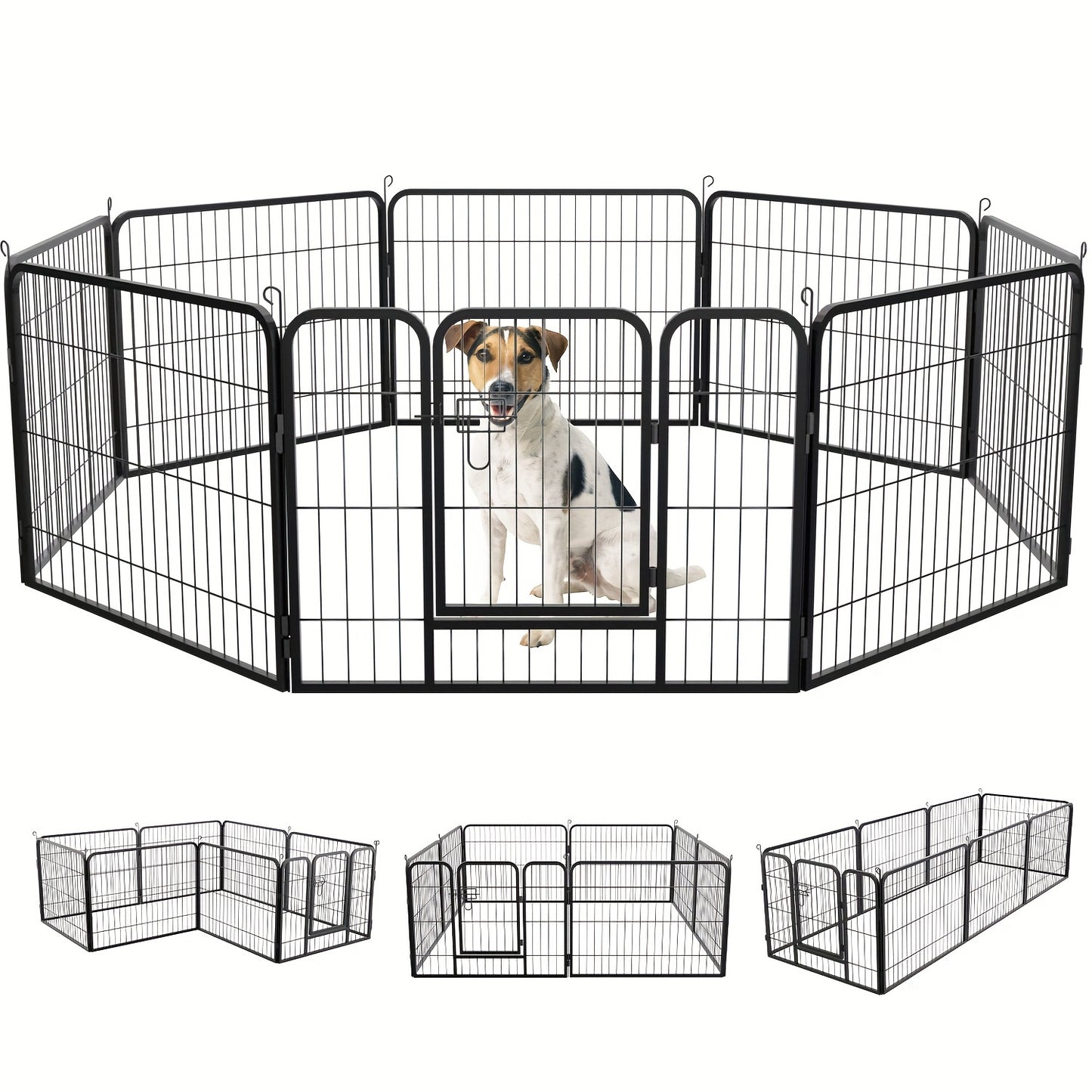 16 Panels High Exercise Heavy Duty 8Panels Pet Playpens For Dogs, Foldable Metal Indoor Outdoor Pet Fence Barrier With Lockable Double Door Dog Fence