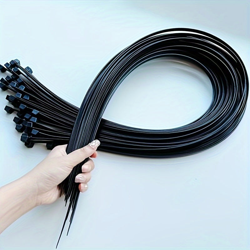 100pcs Heavy Duty Cable Zip Ties - Strapping - Self-Locking, Adjustable, Weather-Resistant, Tensile Strength Electrical Cable Ties for Outdoor & Indoor Use, Black, Various Sizes (26/22/18/14/10/6/4 Inches)