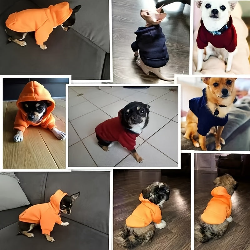 1pc Cozy Pet Hoodie Sweatshirt - All-Season Pullover Dog Jacket with Fleece Lining, Pocket, and Hood for Small to Medium Breeds - Woven Polyester Doggy Costume for Chihuahuas, French Bulldogs & More