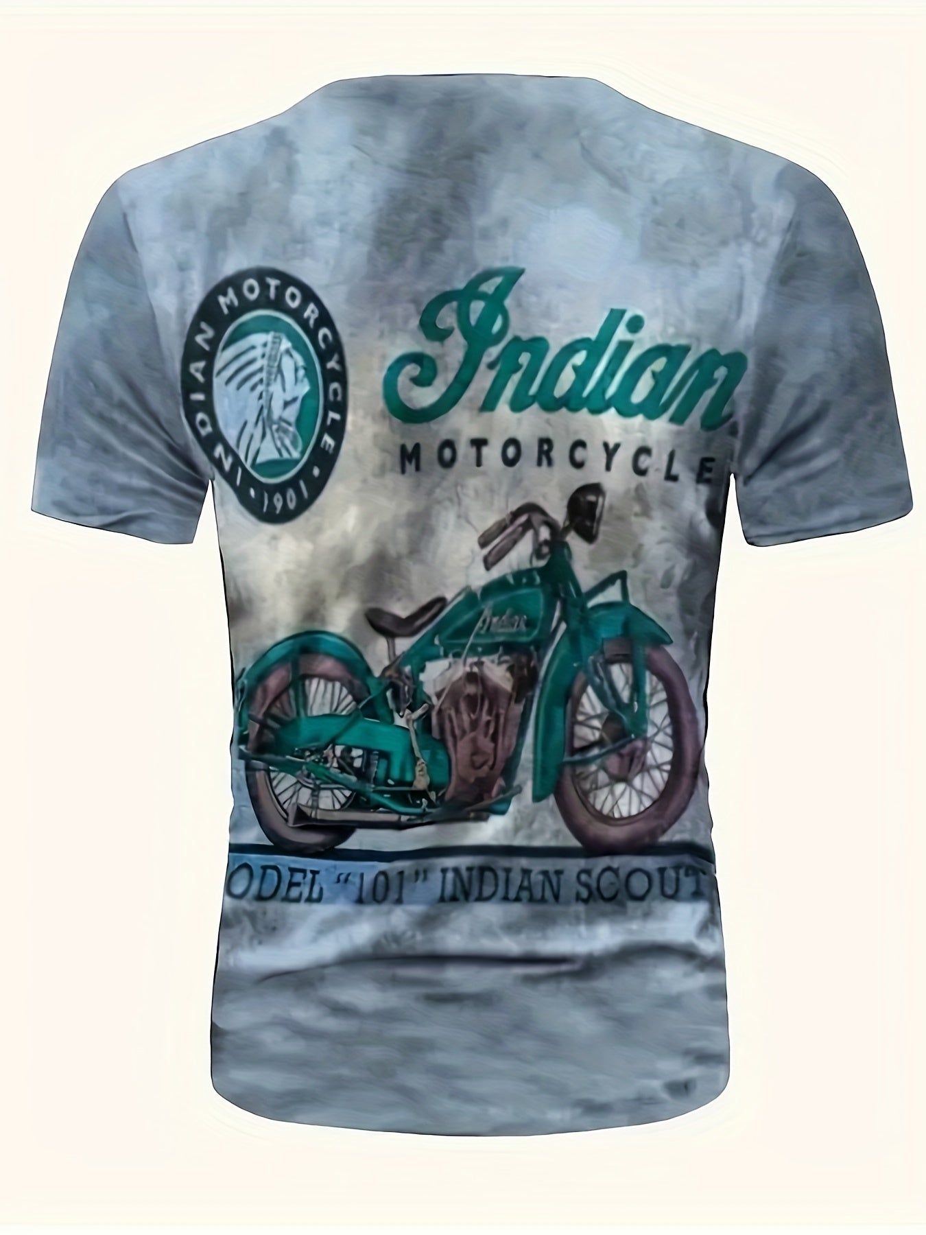 Men's Stylish And Retro Style Motorcycle Pattern And Alphabet Print T-shirt With Crew Neck And Short Sleeve, Fashionable Sports Tops For Summer Outdoors Activities