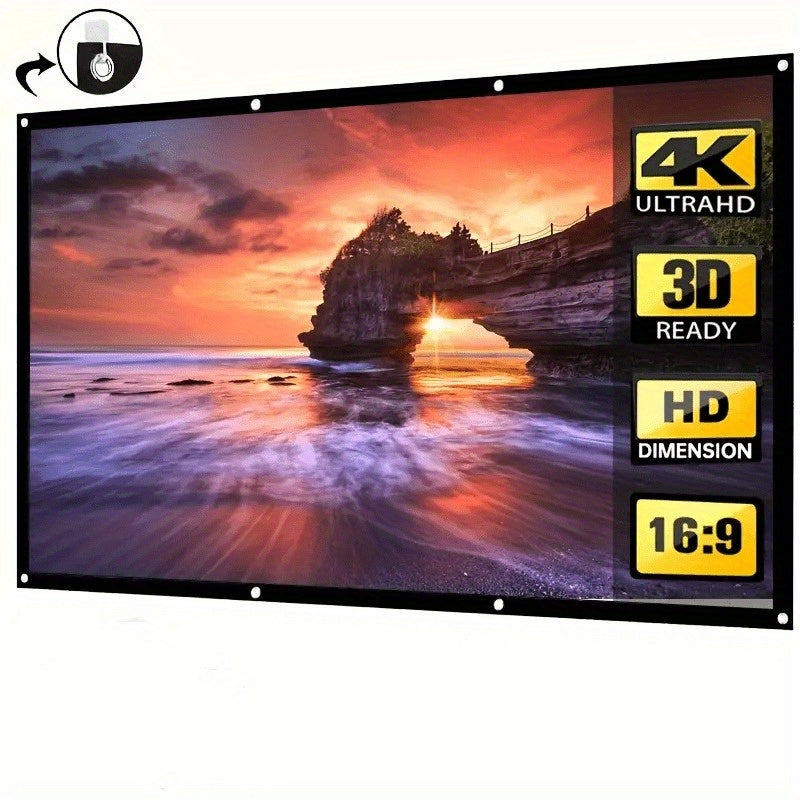 1pc 2025 Portable HD Projection Screen 100/120 Inch - Foldable Wrinkle-Free Oxford Cloth Manual Home Theater Screen for Indoor & Outdoor Use, Backyard Movies, Camping, Media Display, Camping Entertainment | Landscape Compatib