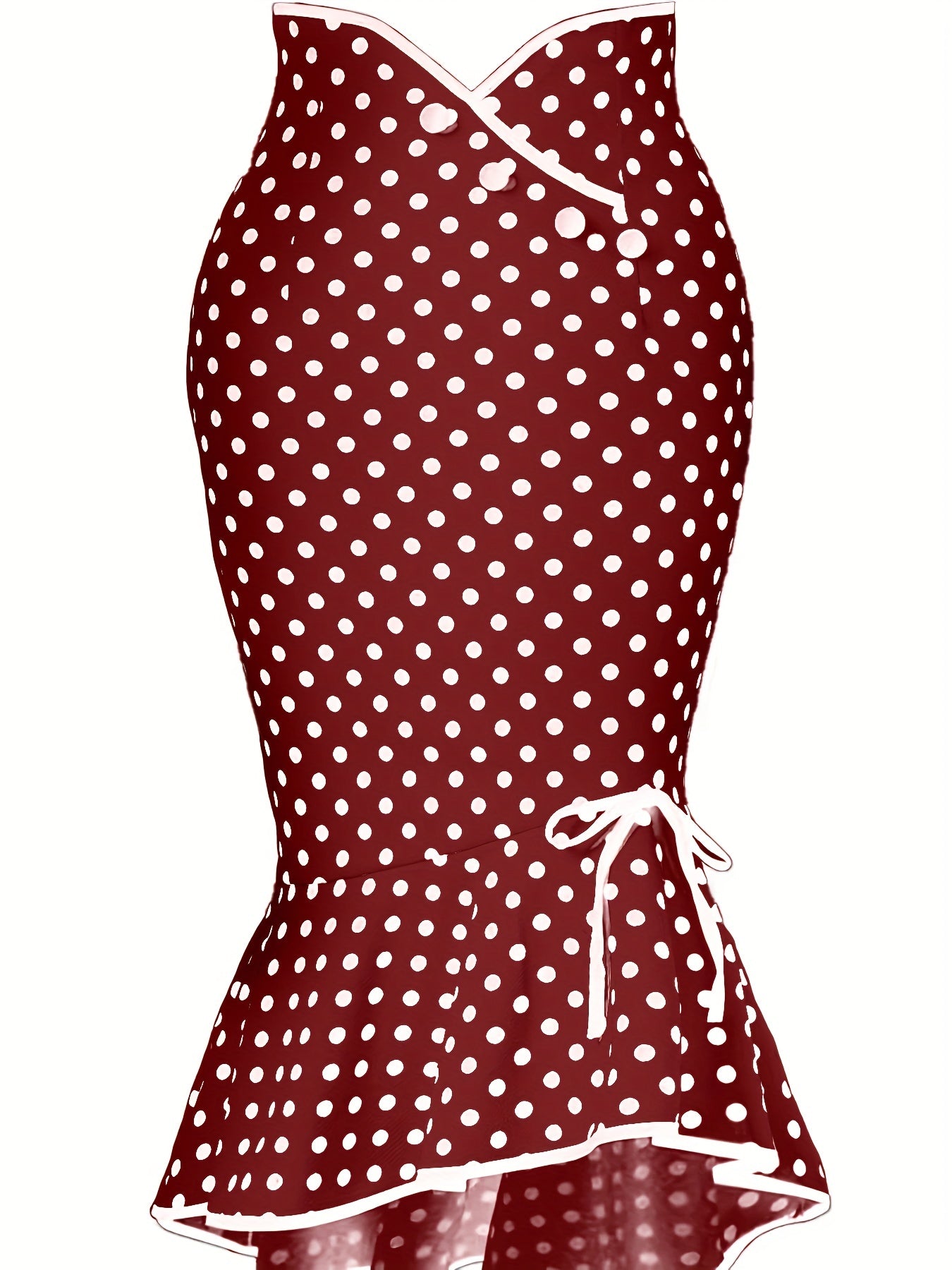 Chic Polka Dot Bodycon Skirt - Lace-Up Side & Fishtail Hem - Stretch Fit for Parties