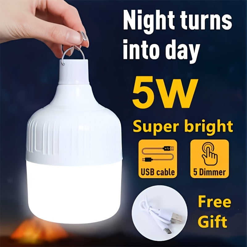 5W Ultra-Bright LED Camping Lantern - Rechargeable, Portable Flashlight with 3 Adjustable Lighting Modes, Long-Lasting Battery Life & USB Cable Included - Perfect for Camping, Hiking, Fishing & Emergency Use - Free Gift Inclu