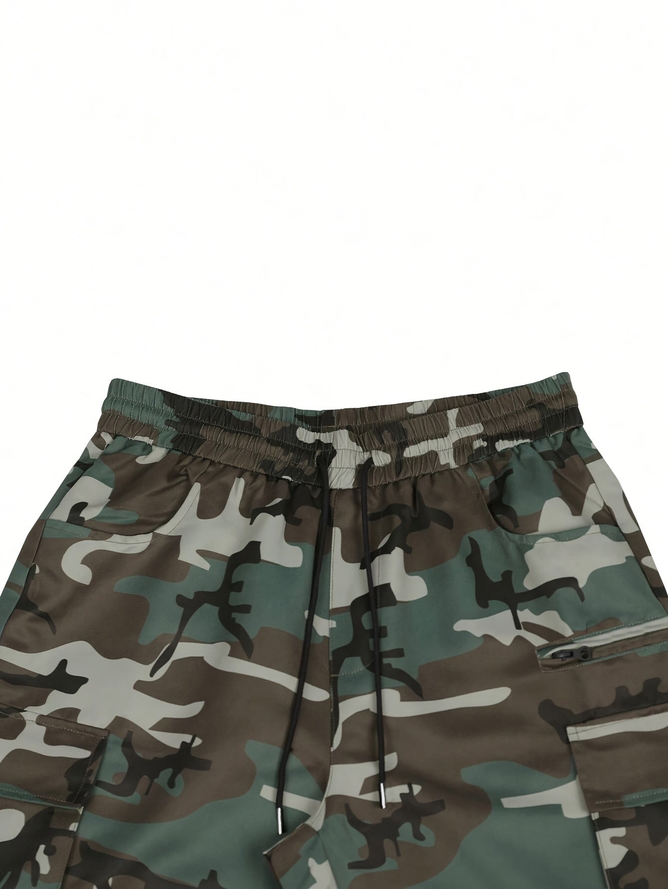 Men's Camouflage Print Cargo Pants with Drawstring Waist and Flap Pockets, Durable Polyester, Machine Washable - Ideal for Outdoor Activities, Camouflage Pants