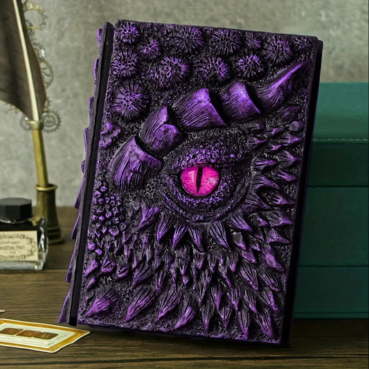 120sheets 240pages 1050g Resin Engraving 3D Dragon Eye Embossed Dragon Journal Writing Notebook for Man/Woman Handmade Travel Journal Dnd notebook for Dragon Lovers