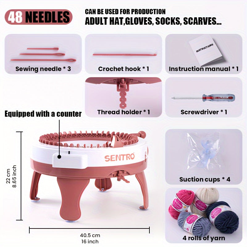 48 Needle Automatic Knitting Machine - DIY Handicraft Tool for Creating Hats, Scarves, Gloves, Socks, and More with Easy Crochet Functionality