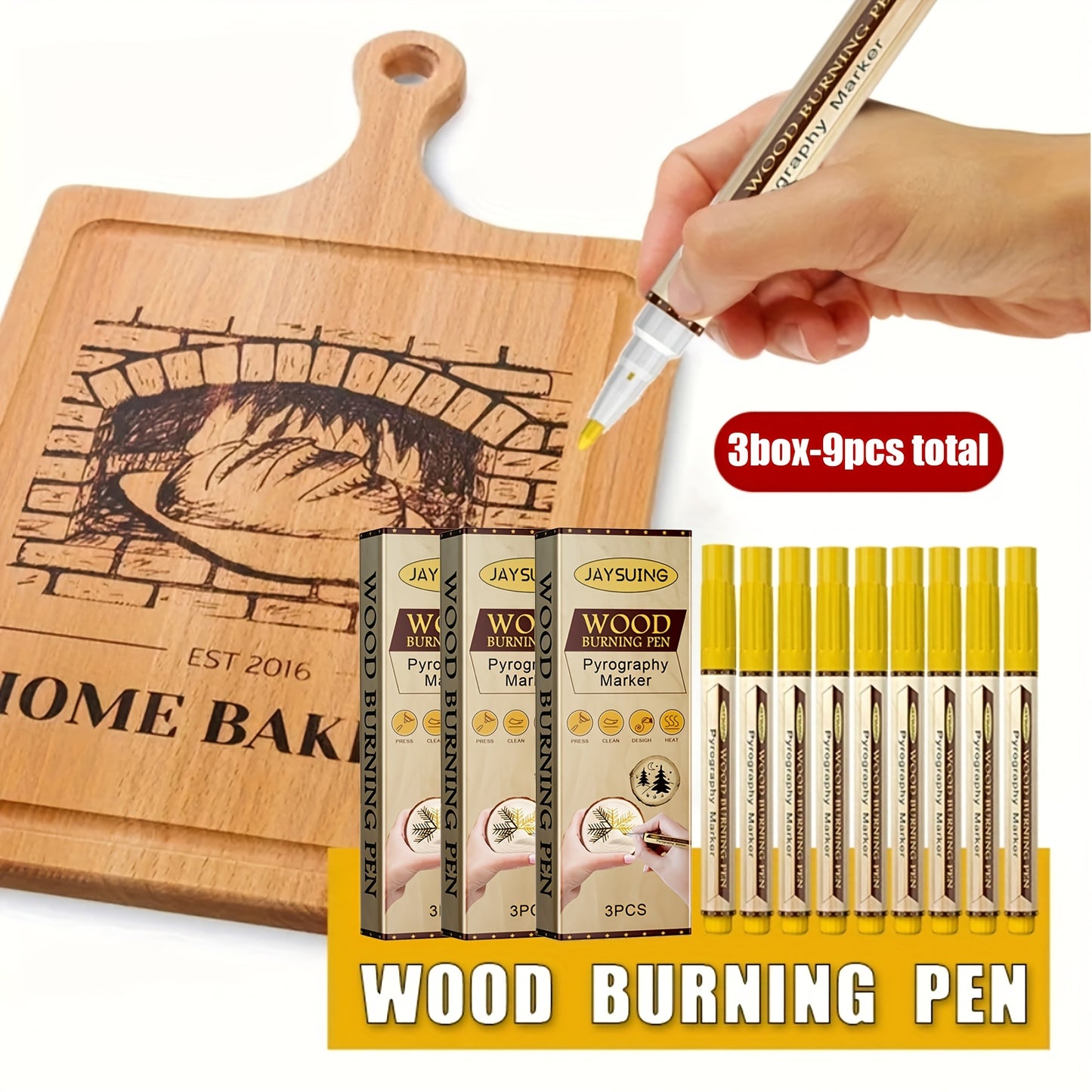 3box-9pcs Total Burning Wood Pen Set, Woodcut DIY Welding Brush, Burning Wood Marking Pen Set, Birthday Gift, New Year gift