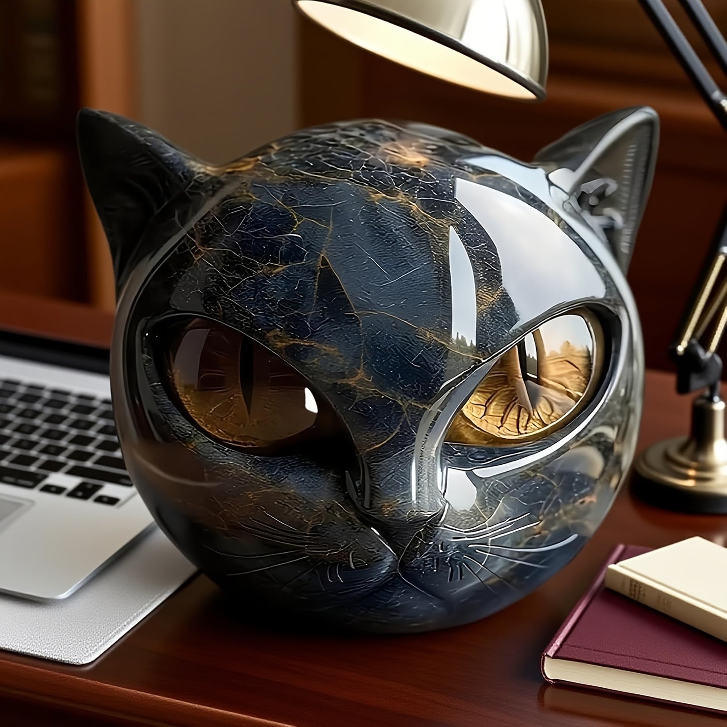 Luxurious Black Cat Stone Carvings, Magnificent Black Cat Sculptures, Black Obsidian Kitten Statues, Solemn Residential Style and Exquisite Gifts, Creative Resin  Statue Ornaments