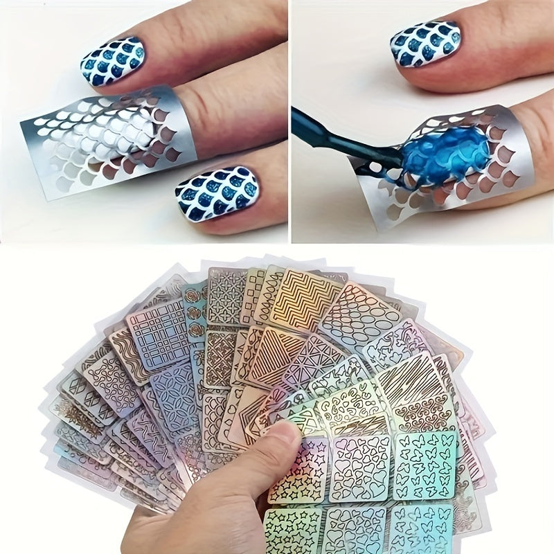 24pcs/ sheet Nail Vinyl Stencils - Easy to Use Nail Decoration Stickers for Salon-Quality Nails