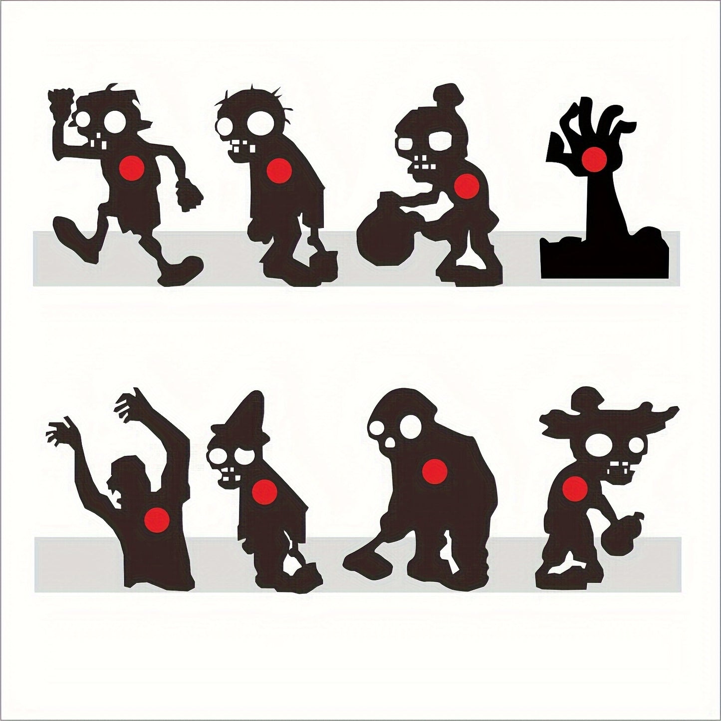 8 Waterproof Zombie Targets, 12*16 Inch Black Skeleton Silhouette Targets with Stakes for Backyard, Field, Range