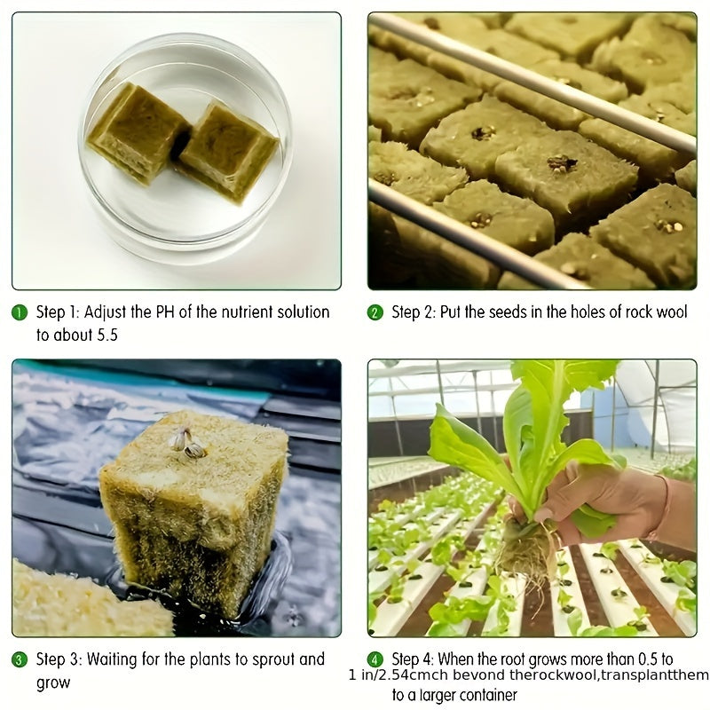 [100/200/300pcs Rockwool Starter Cubes] 100/200/300pcs Rockwool/ Stonewool Starter Cubes for Cuttings, Plant Propagation, and Seed Starting, Plant Germination Equipment