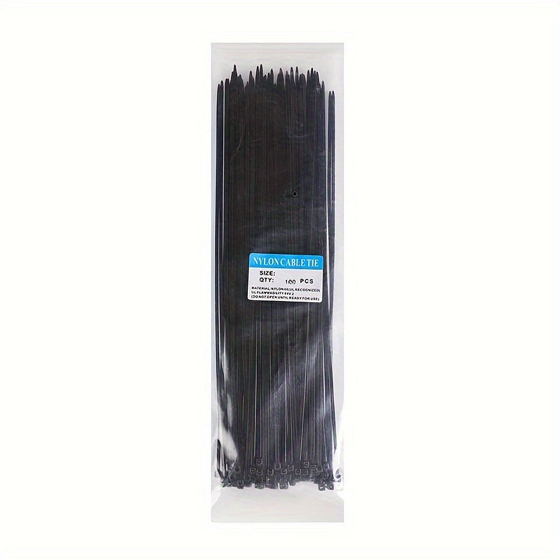 100pcs Heavy Duty Cable Zip Ties - Strapping - Self-Locking, Adjustable, Weather-Resistant, Tensile Strength Electrical Cable Ties for Outdoor & Indoor Use, Black, Various Sizes (26/22/18/14/10/6/4 Inches)