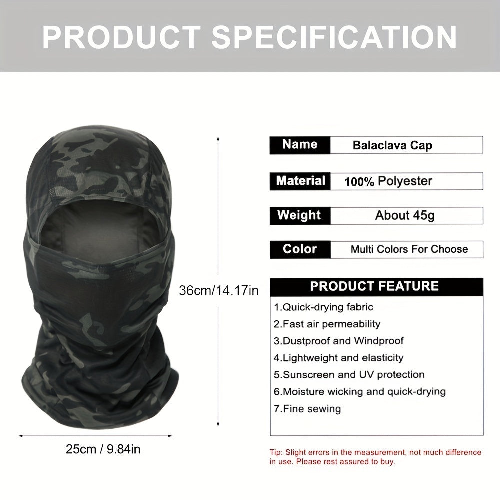 Camouflage Balaclava Cap for Outdoor Sports, Hiking, and Cycling - Sun Protection and Moisture-Wicking Headwear Christmas Gift