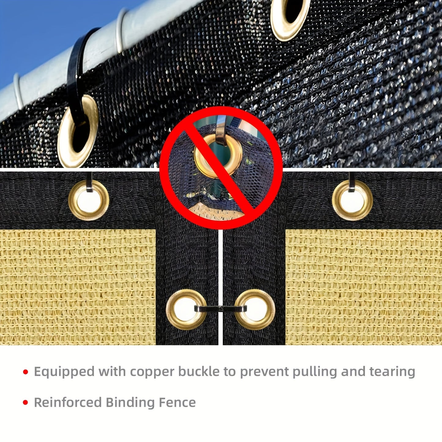 8ft x 50ft Golden Privacy Screen Fence - Heavy Duty, Sun-Protected HDPE Mesh Shade Net with Brass Grommets & 80 Straps - Ideal for Garden, Backyard, Patio Wall - Blocks Noise, Street View & Unwanted Pets, Garden Shade Cover|D