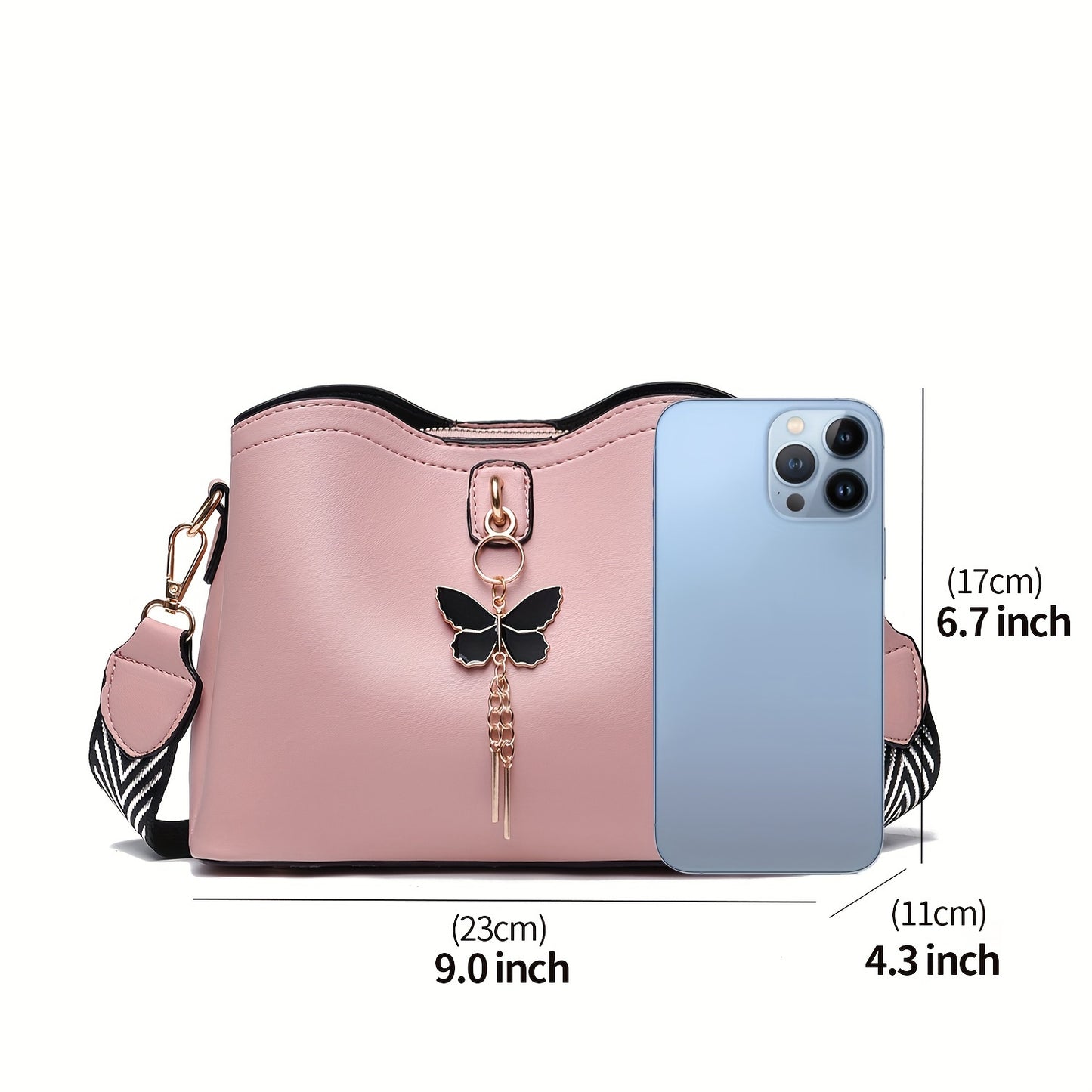 Small Lightweight Crossbody Bags, Fashion Butterfly Bucket Purses Handbags Shoulder Bag For Women