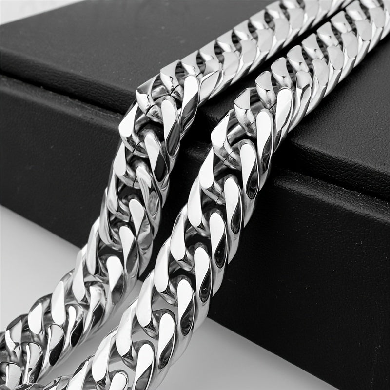 925 Sterling Silver Men's Flat Chain Necklace, Fashionable And Durable Accessories