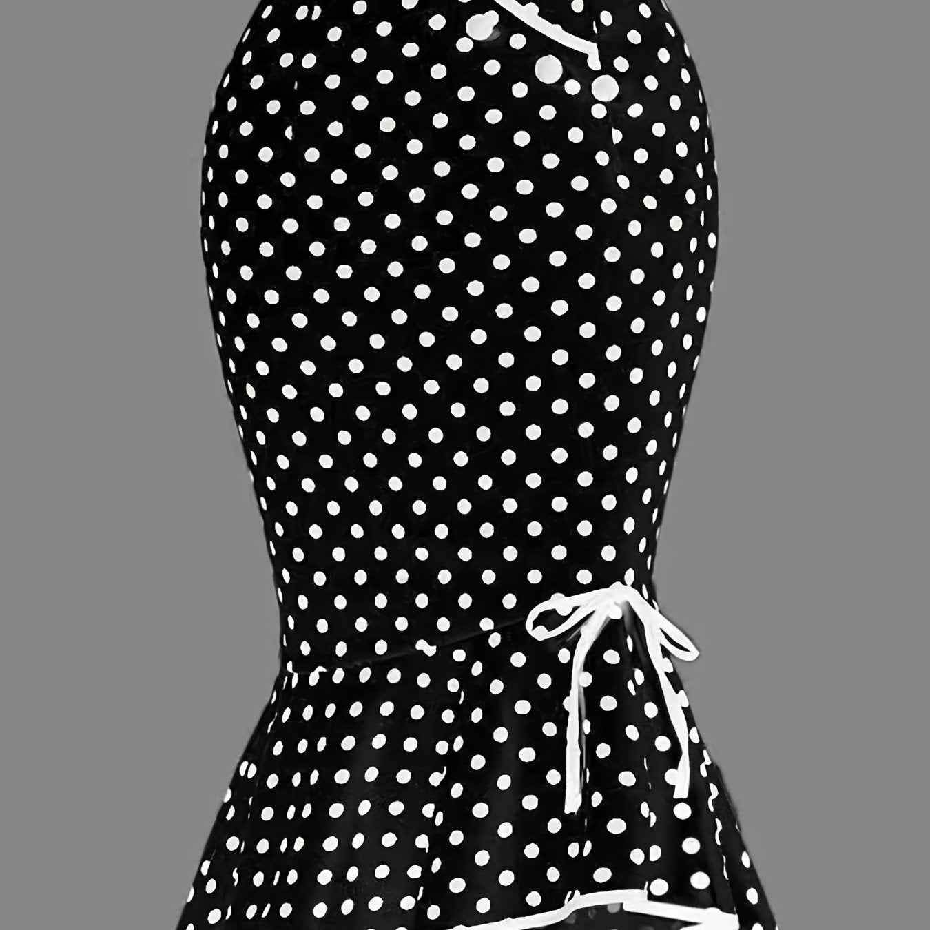 Chic Polka Dot Bodycon Skirt - Lace-Up Side & Fishtail Hem - Stretch Fit for Parties