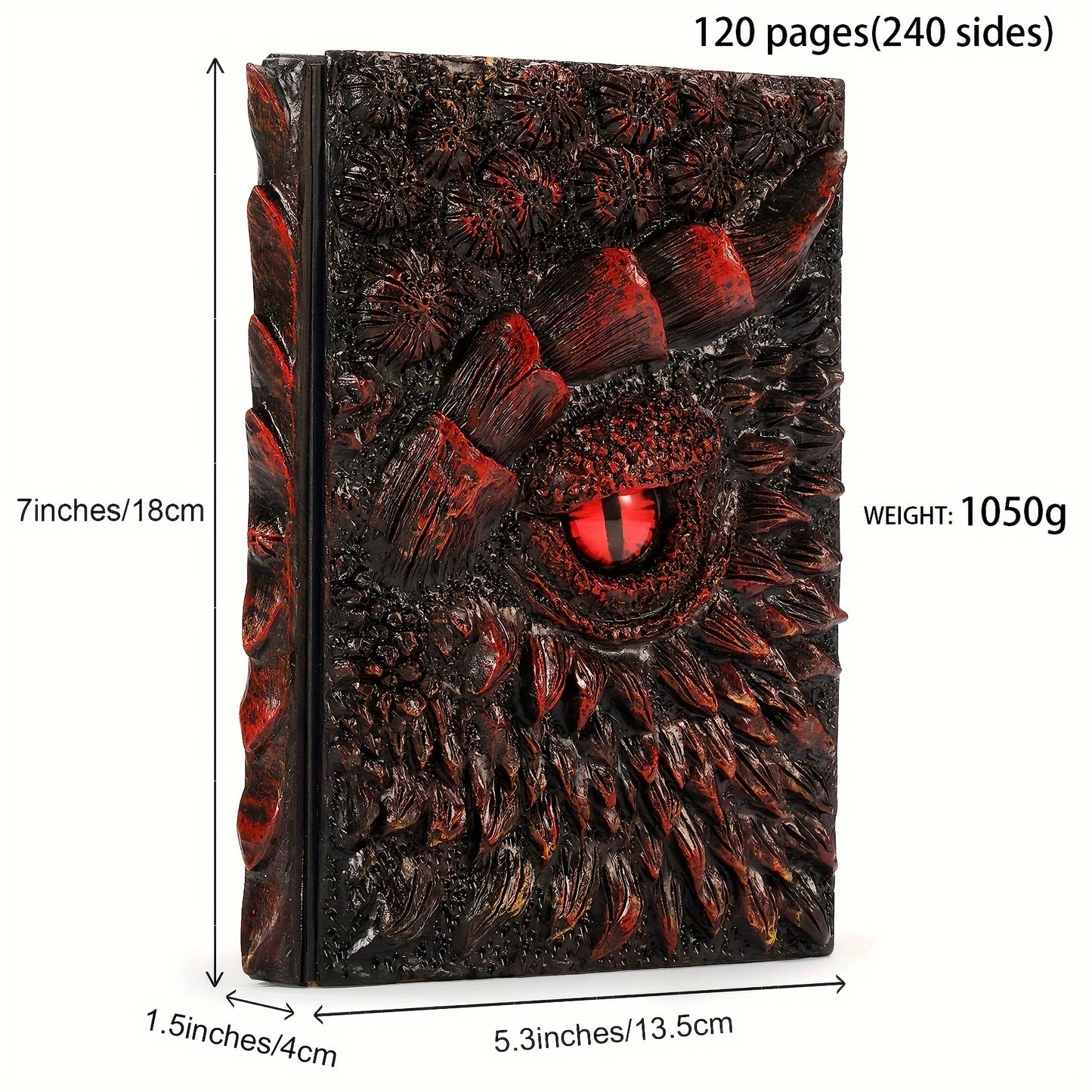 120sheets 240pages 1050g Resin Engraving 3D Dragon Eye Embossed Dragon Journal Writing Notebook for Man/Woman Handmade Travel Journal Dnd notebook for Dragon Lovers