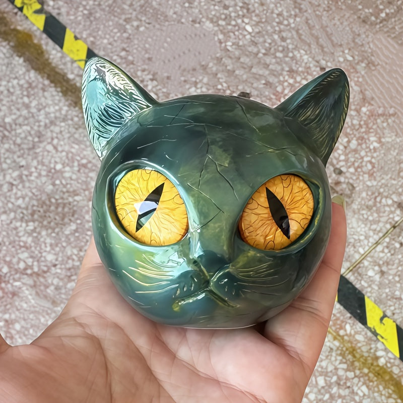 Luxurious Black Cat Stone Carvings, Magnificent Black Cat Sculptures, Black Obsidian Kitten Statues, Solemn Residential Style and Exquisite Gifts, Creative Resin  Statue Ornaments