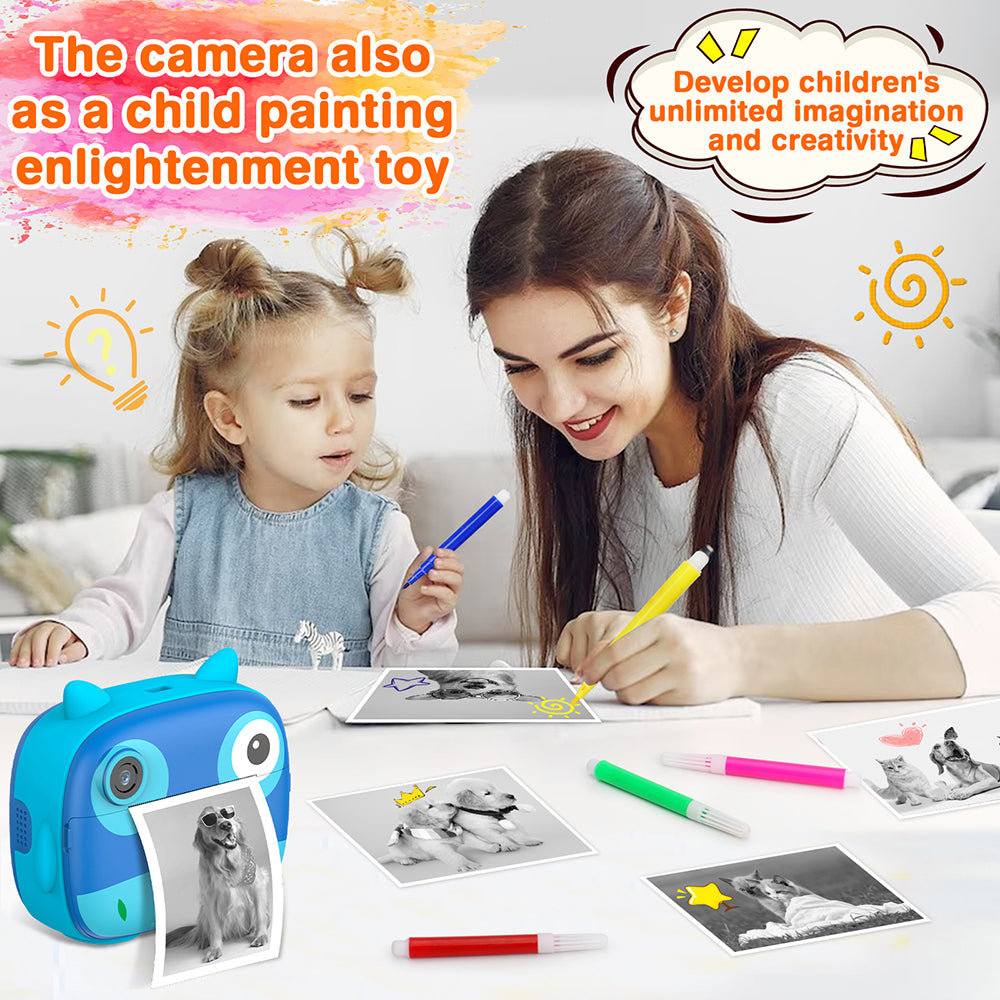 9IMOD Children Instant Print Camera 2.4inch 1080P Selfie Video Photo Digital Camera with 10X Zoom Portable Travel Toy for Kids