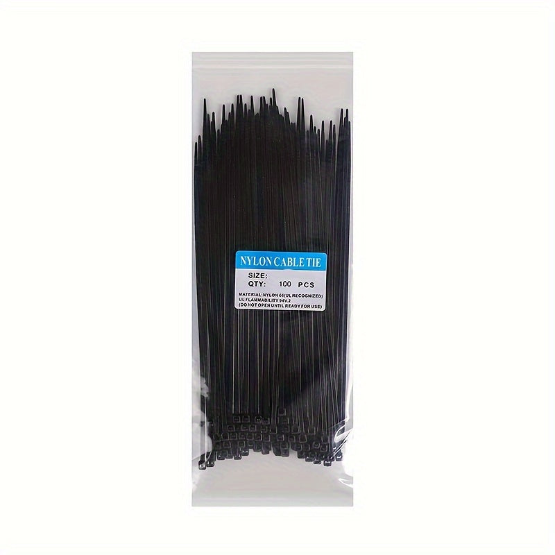 100pcs Heavy Duty Cable Zip Ties - Strapping - Self-Locking, Adjustable, Weather-Resistant, Tensile Strength Electrical Cable Ties for Outdoor & Indoor Use, Black, Various Sizes (26/22/18/14/10/6/4 Inches)