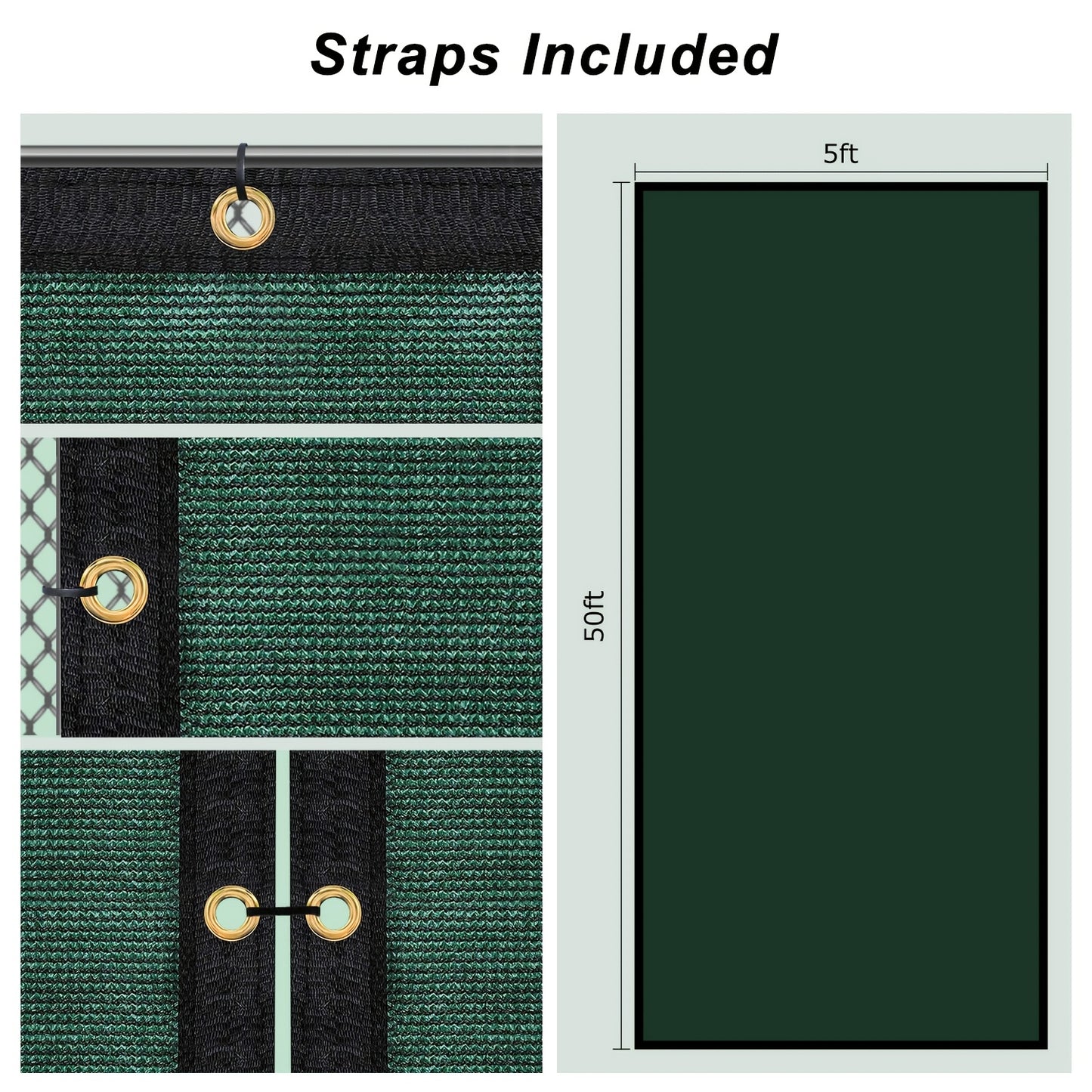 8ft x 50ft Golden Privacy Screen Fence - Heavy Duty, Sun-Protected HDPE Mesh Shade Net with Brass Grommets & 80 Straps - Ideal for Garden, Backyard, Patio Wall - Blocks Noise, Street View & Unwanted Pets, Garden Shade Cover|D