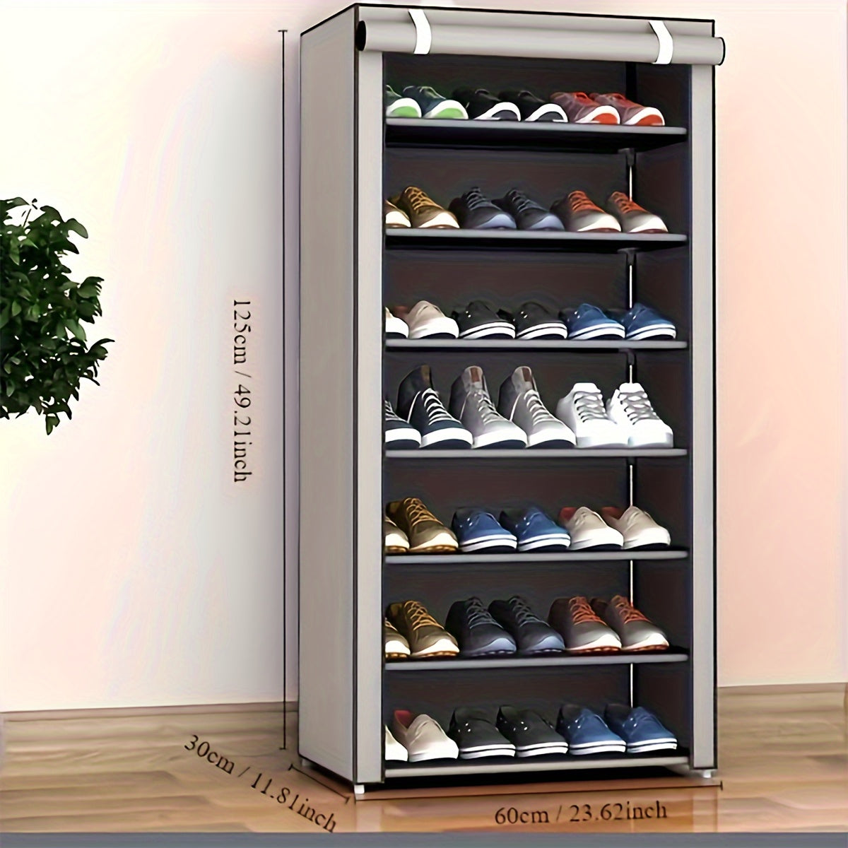 6/8/10 Layer Shoe Cabinet With Dust Cover, Non-woven Space-saving Shoe Rack With Large Capacity, Easy To Assemble, Portable Shoe Cabinet, Suitable For Various Scenes Such As Entrance, Storage Rack, Home And Dormitory Storage