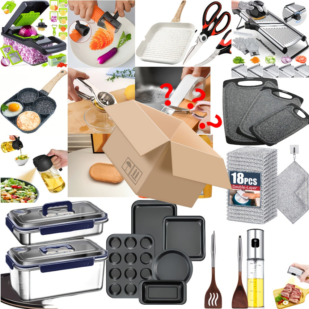 Mystery Box Surprise - Metal Kitchen Gadgets & Magic Accessories with Random Unique Items, No Electricity Needed, Food-Safe Packaging for Thrill-Seeking Shoppers, Novelty Items | Bold Packaging | Entertaining Concept, Cool Ki