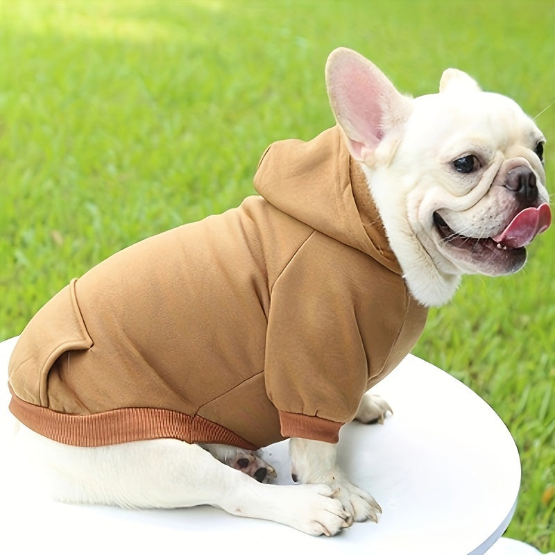 1pc Cozy Pet Hoodie Sweatshirt - All-Season Pullover Dog Jacket with Fleece Lining, Pocket, and Hood for Small to Medium Breeds - Woven Polyester Doggy Costume for Chihuahuas, French Bulldogs & More