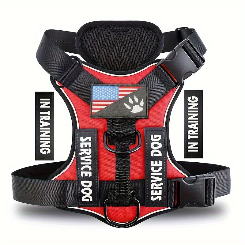 Universal Fit Service Dog Harness - Reflective, Adjustable, Soft Oxford Polyester Vest with Patches for Easy Control of Small, Medium, Large Dogs - Hand Wash Only, Durable, and Comfortable