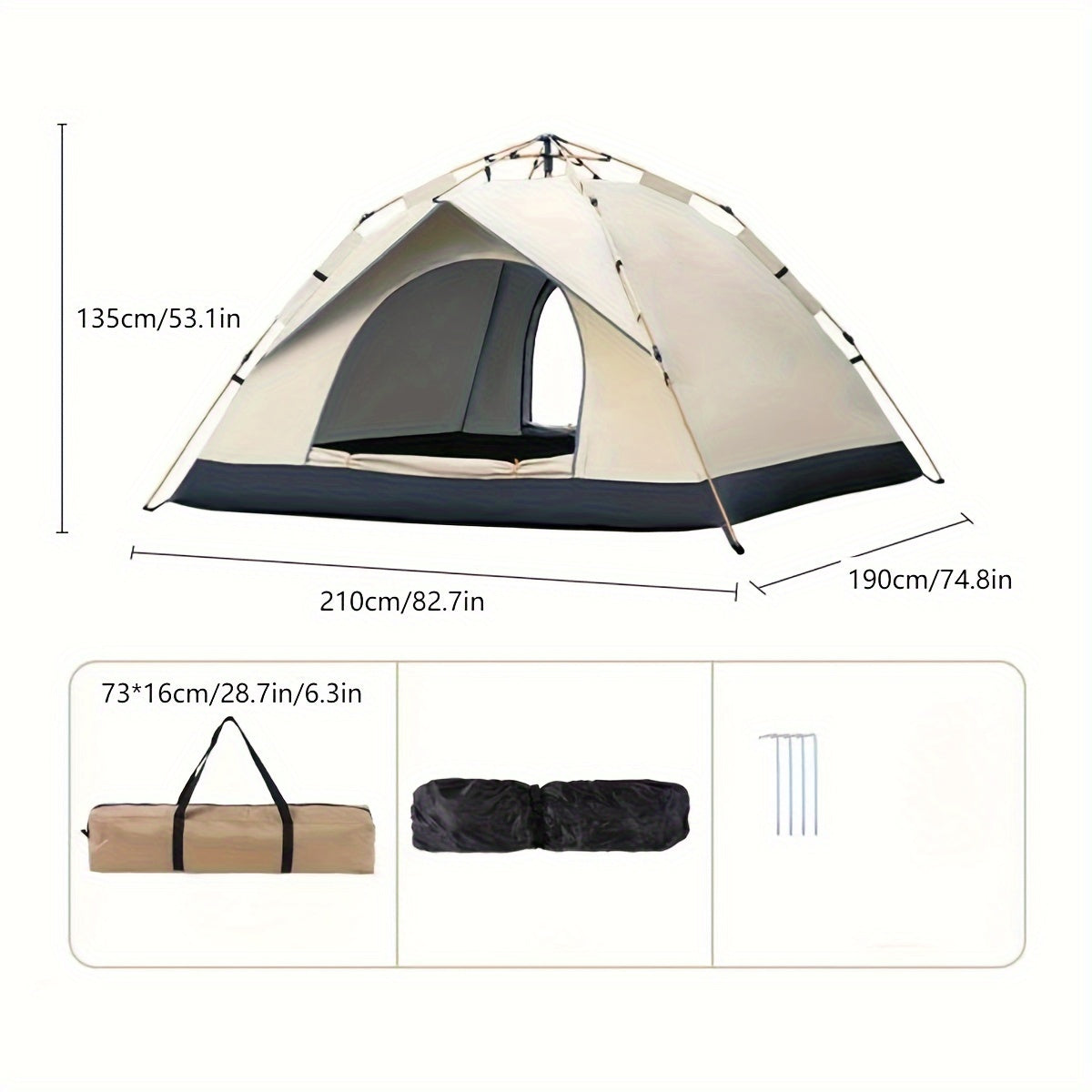 4-Person Automatic Quick-Open Tent with UV Protection for Beach, Fishing, Hiking, and Hunting