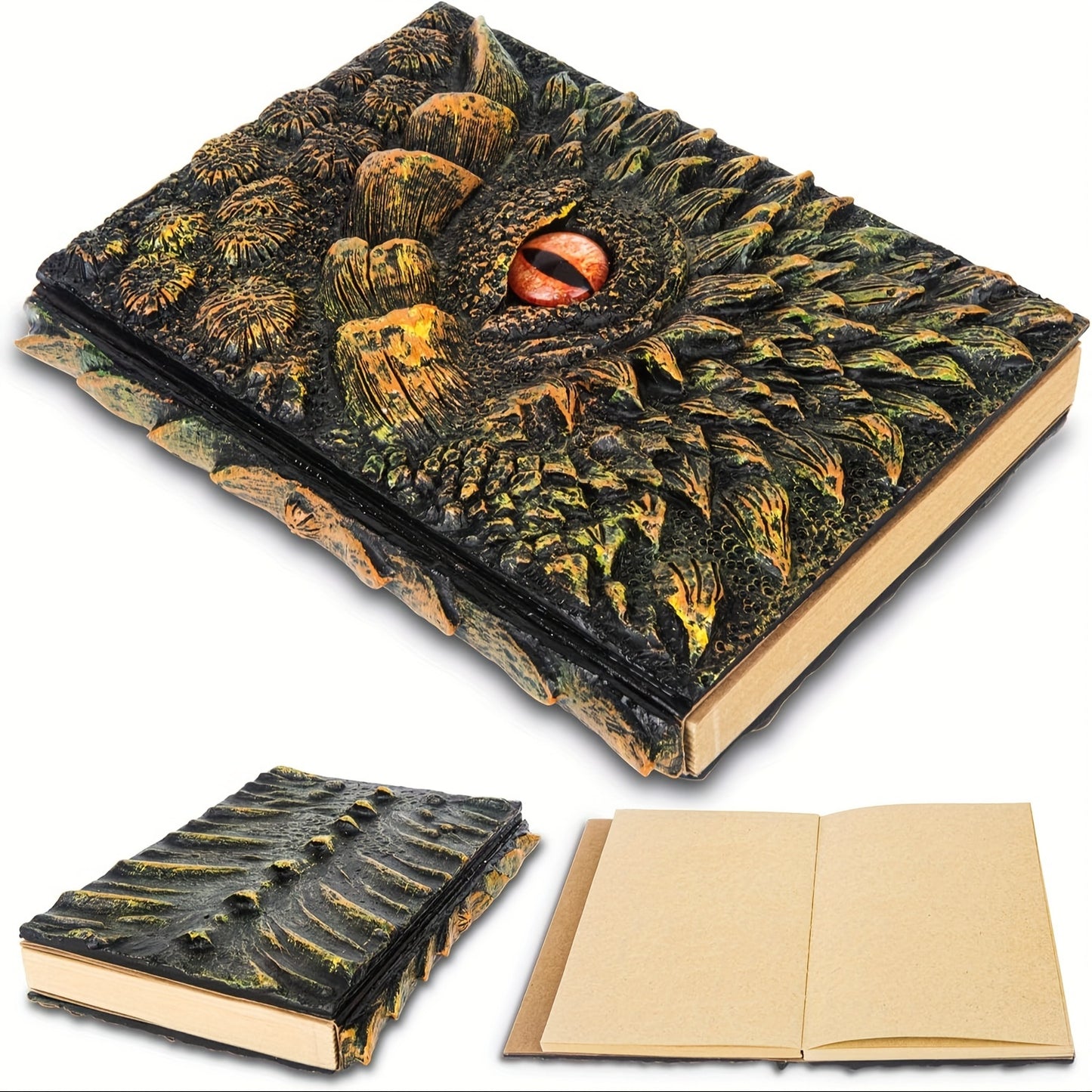 120sheets 240pages 1050g Resin Engraving 3D Dragon Eye Embossed Dragon Journal Writing Notebook for Man/Woman Handmade Travel Journal Dnd notebook for Dragon Lovers