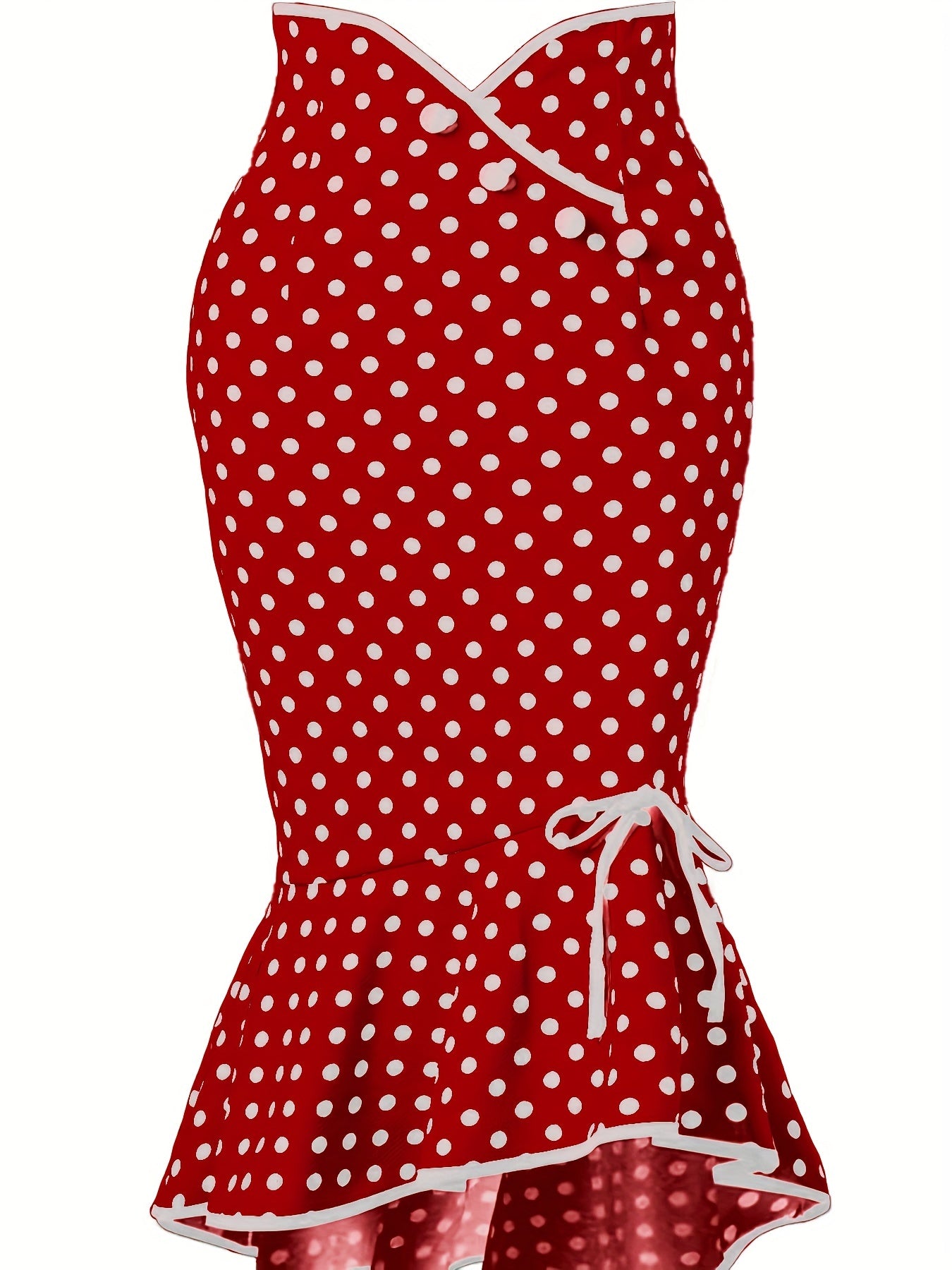 Chic Polka Dot Bodycon Skirt - Lace-Up Side & Fishtail Hem - Stretch Fit for Parties