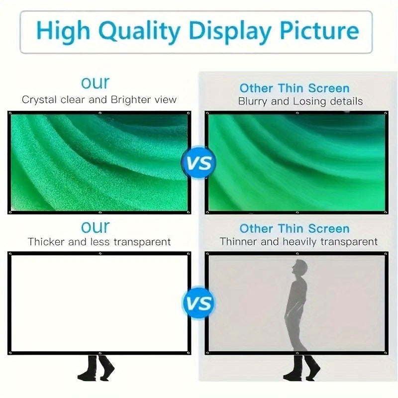 1pc 2025 Portable HD Projection Screen 100/120 Inch - Foldable Wrinkle-Free Oxford Cloth Manual Home Theater Screen for Indoor & Outdoor Use, Backyard Movies, Camping, Media Display, Camping Entertainment | Landscape Compatib