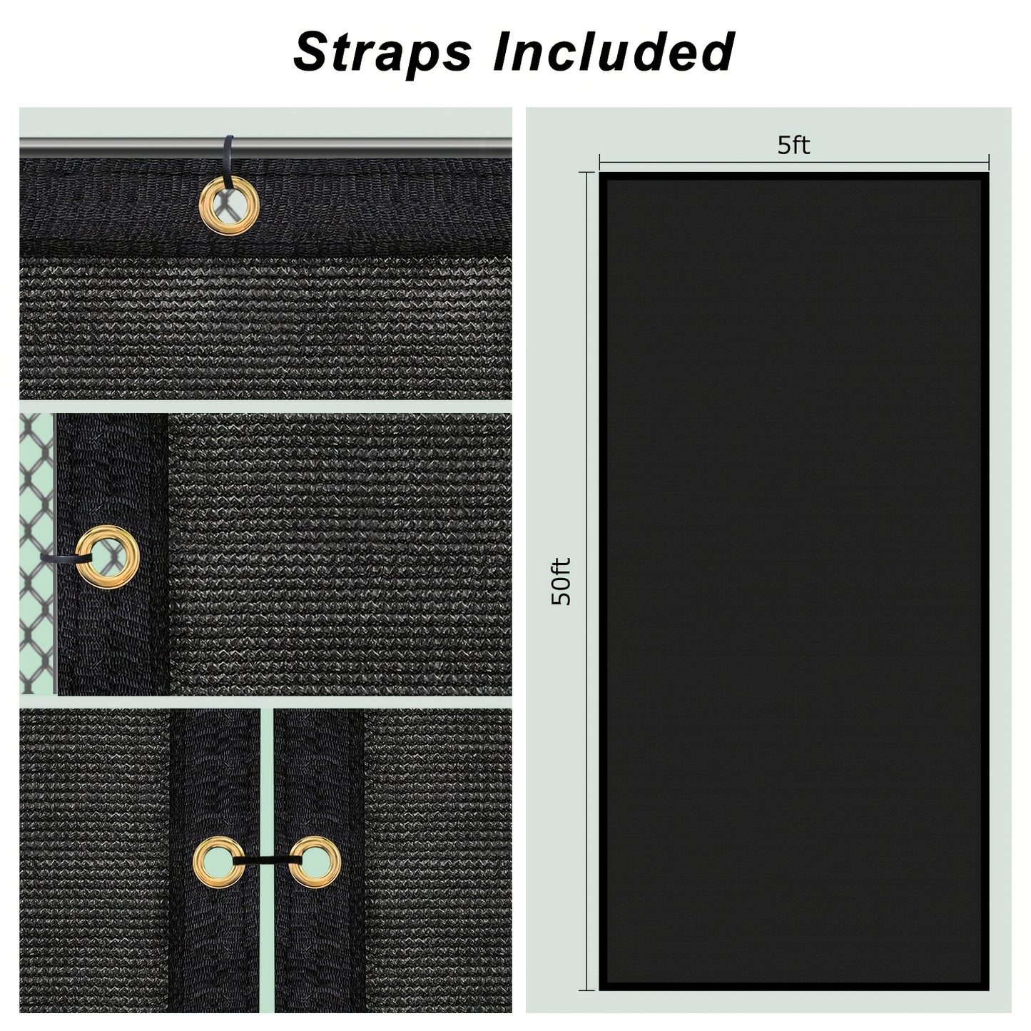 8ft x 50ft Golden Privacy Screen Fence - Heavy Duty, Sun-Protected HDPE Mesh Shade Net with Brass Grommets & 80 Straps - Ideal for Garden, Backyard, Patio Wall - Blocks Noise, Street View & Unwanted Pets, Garden Shade Cover|D