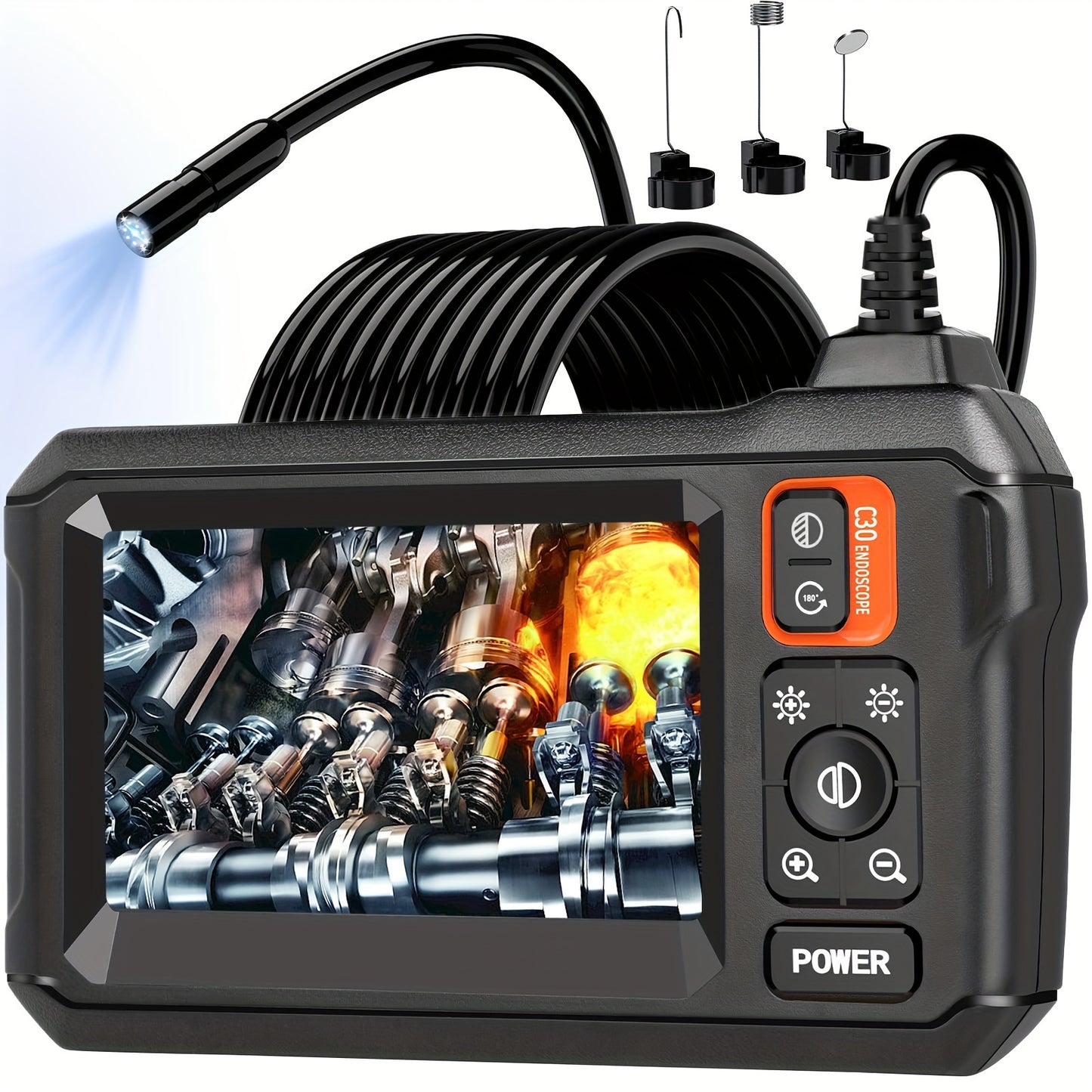 [HD Borescope Camera] 1080P HD Borescope Camera With Light, 50ft Snake Endoscope Camera, Gadgets For Men (4.3")