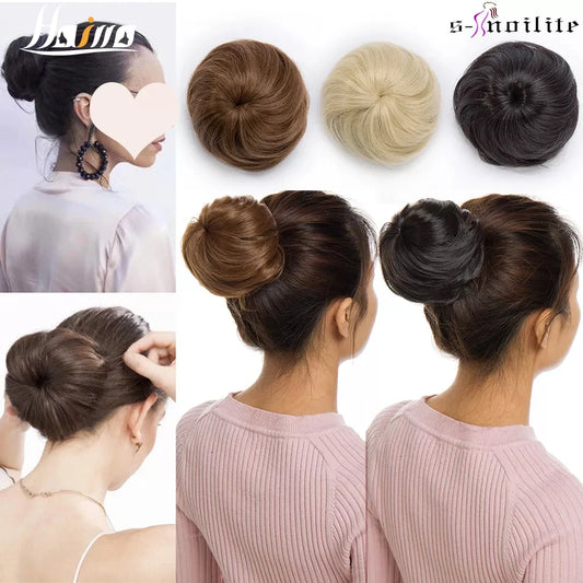 Synthetic Adjustable Hair Scrunchie Straight Chignons Hair Natural Fake Hair Bun Straight Drawstring Hair Ponytails Extensions