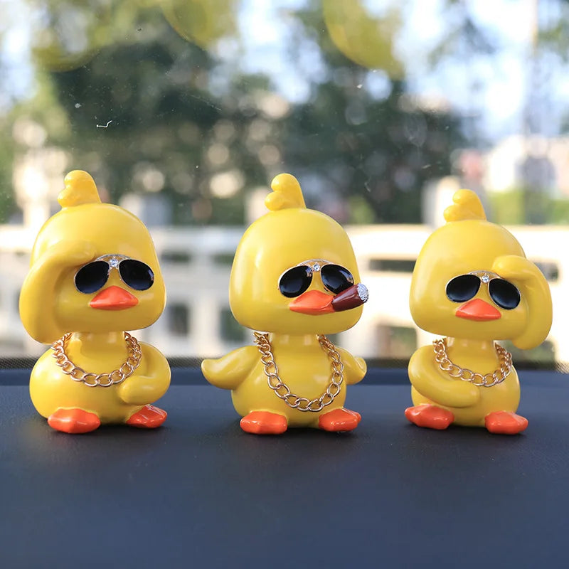 Tiktok yellow duck car interior ornament cute car shaking head doll car creativity car accessories interior car decor automobile