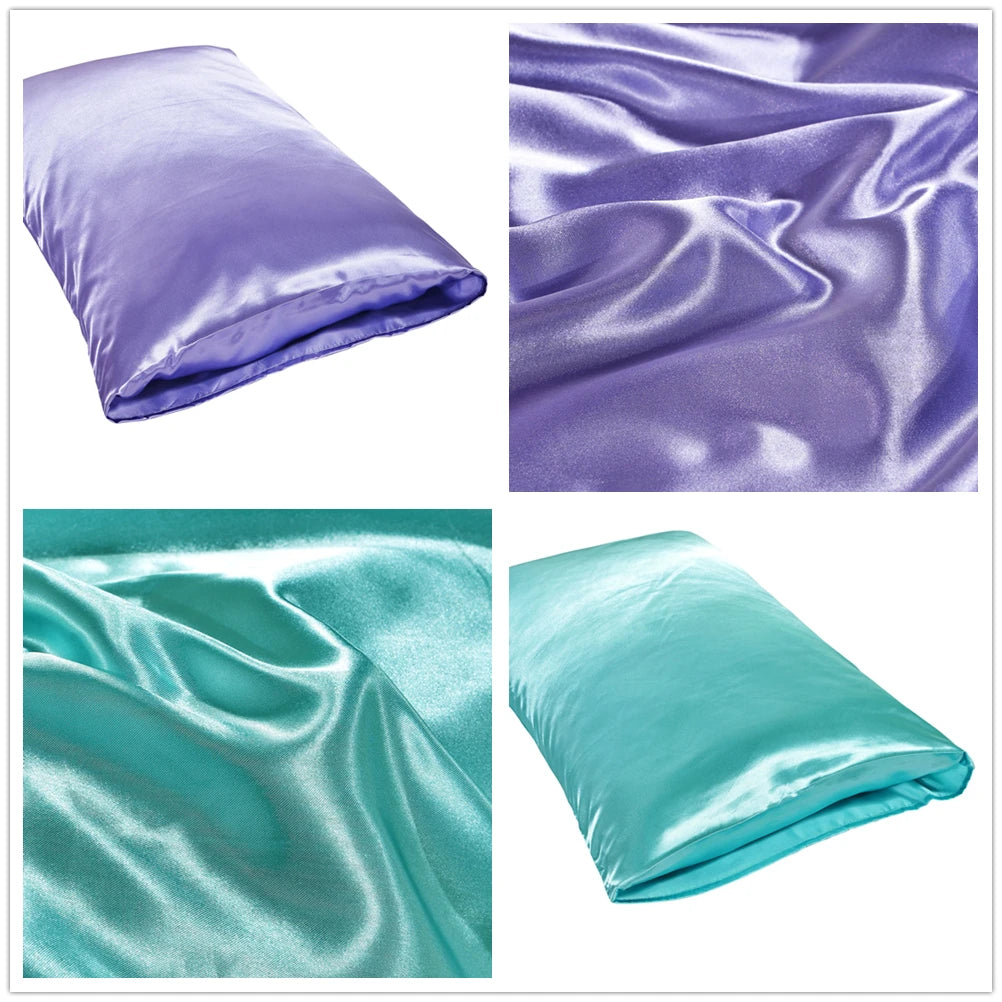 1Pc Queen Satin Silk Pillowcase Pillow Case Cover Home Bedding Smoothy Pillow Rectangle Bedding Pillow