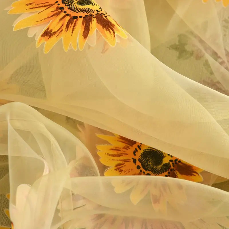 200cmx95 cm Sunflowers Printed Sheer Window Panel Curtain For Kitchen Living Room Bedroom Voile Screening Panel 2021