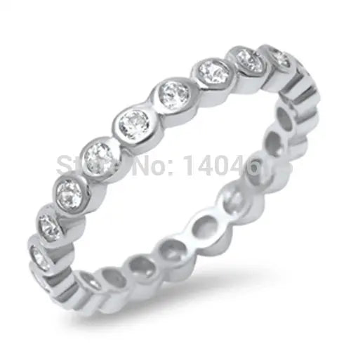 100% 925 silver stamp 925 2015 high quality bezel setting brilliant cz eternity ring Full cz paved band yellow gold & white gold