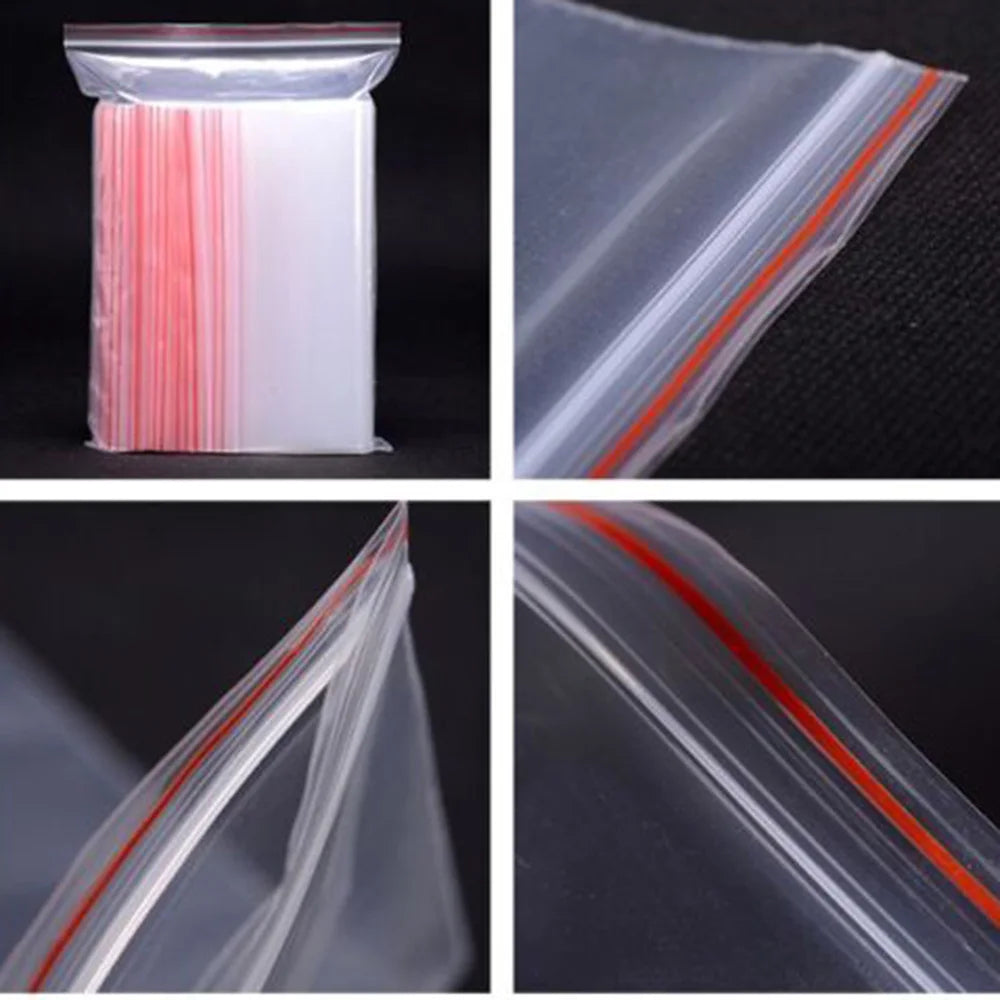 100pcs/pack Small Zip Lock Plastic Bag Reclosable Transparent Bag Shoe Bag Vacuum Bag Poly Clear Bags