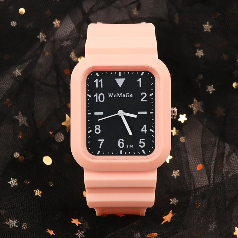 Simple Silicone Strap Womens Watch Fashion Quartz Rectangle Dial Watches Ladies Casual Female Clock montre femme saati