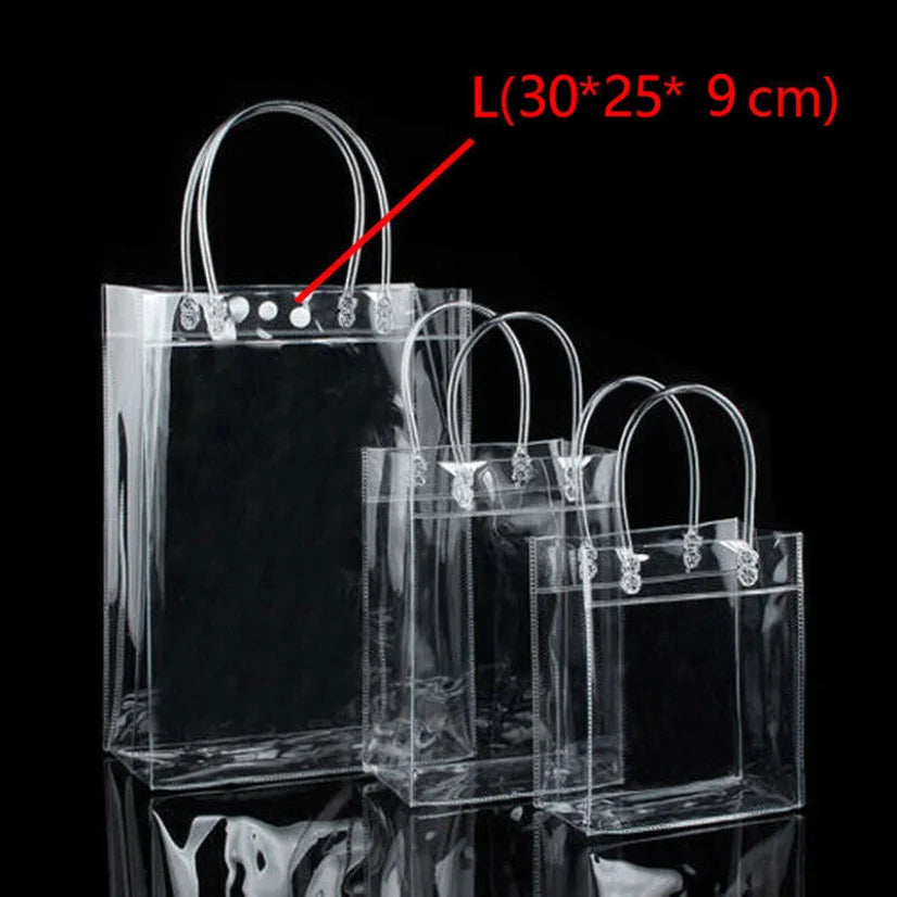 Transparent PVC Tote Bag Waterproof Clear Plastic Storage Bags For Water Bottle Shoe Things Handbag Shoulder Bags Home Organizer