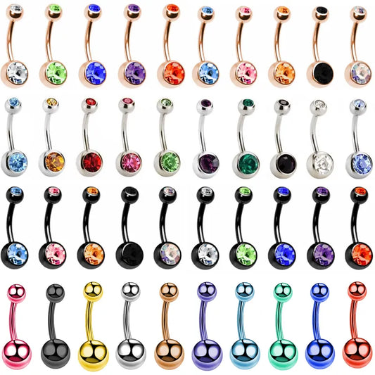 5/10/20Piece Zircon 14G Belly Piercing Lot Surgical Steel Crystal Belly Button Ring Bar Navel Piercing Set Mix Piercings Ombligo