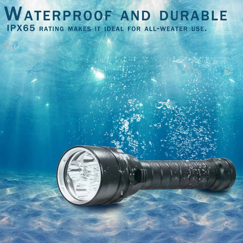 500m Deep Professional Underwater Scuba LED Diving Flashlight Super Bright Waterproof 18650 Battery Lantern 1/5LED L2 Dive Torch