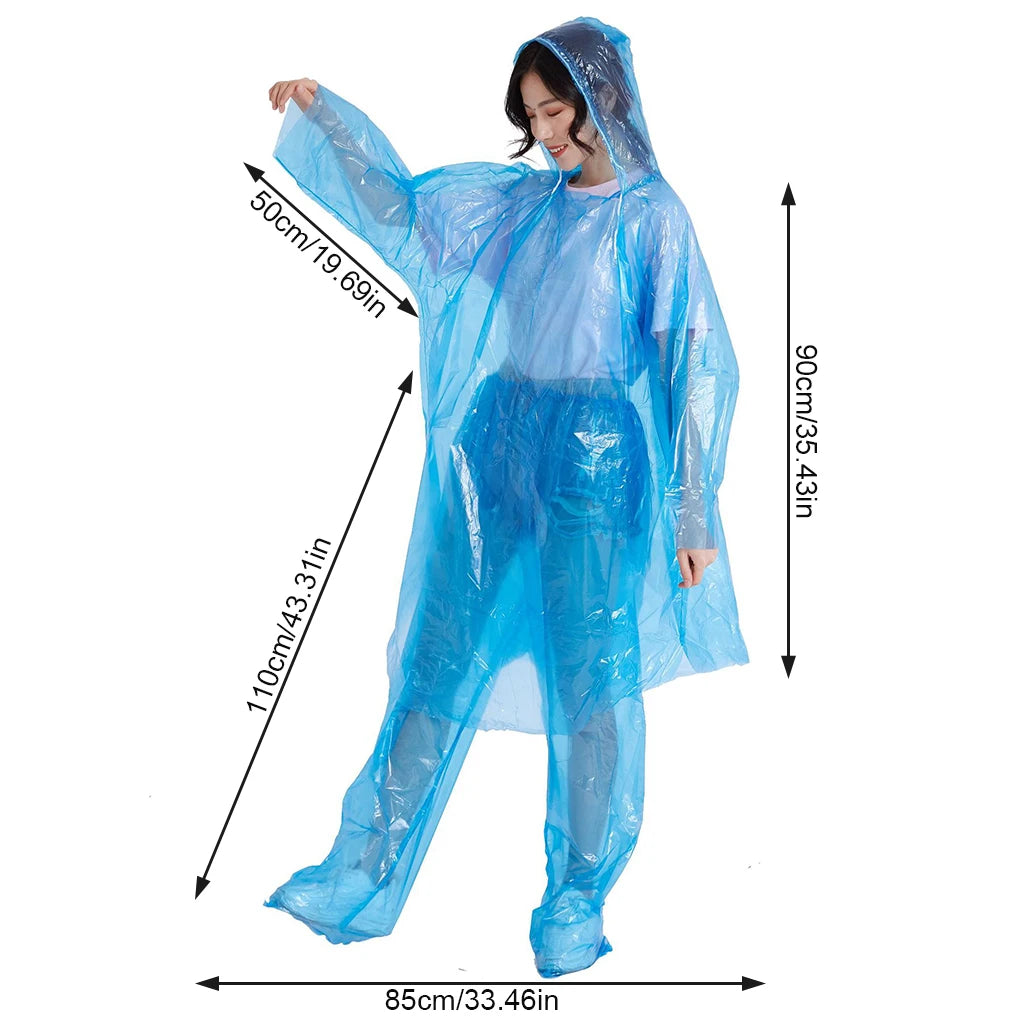 Disposable Raincoat Adult Emergency Waterproof Rain Coat Hiking Camping Hood Rain Clothes covers Rainwear Poncho Pants Raincoat